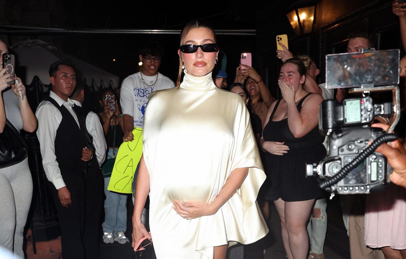 hailey bieber leaving dinner charles west village