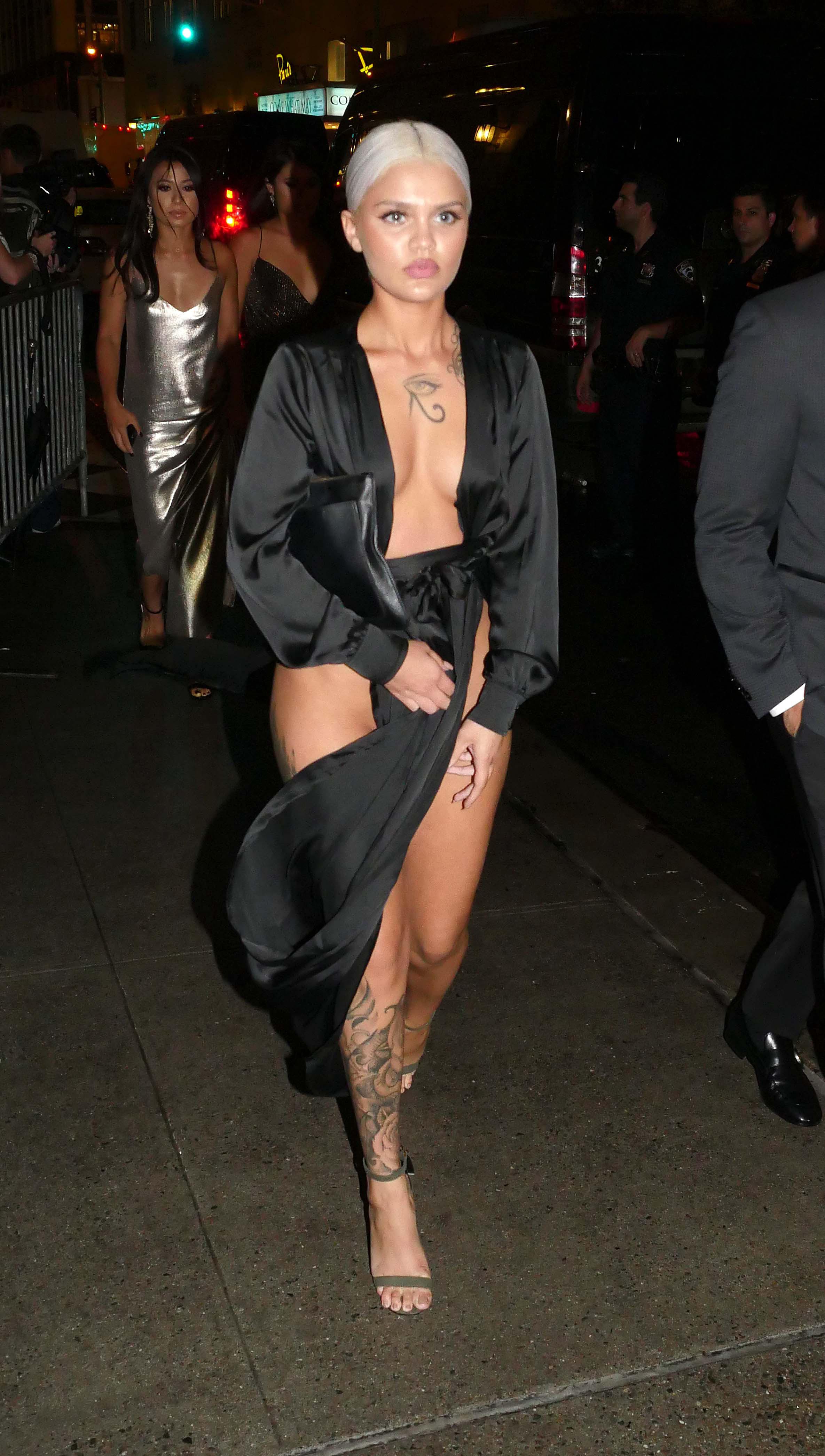 Amina Blue seen arriving at the Harper&#8217;s Bazaar&#8217;s celebration at The Plaza Hotel in New York City