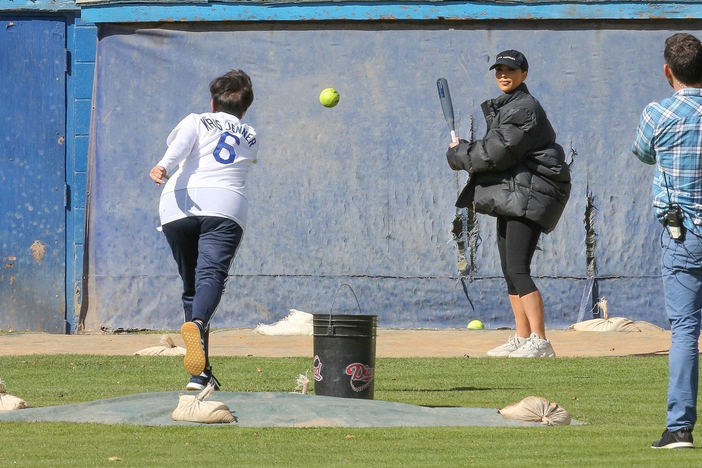 *EXCLUSIVE* The Kardashian girls try their hand at softball!