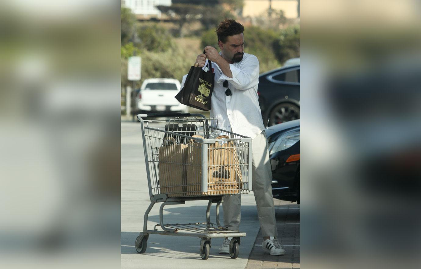 EXCLUSIVE: Johnny Galecki has a new look and goatee while grocery shopping in Malibu, CA