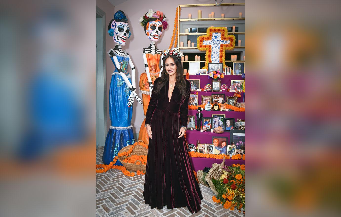 jessica alba celebrates at carlos eric lopez inaugural dia de los muertos dinner party with tequila don julio