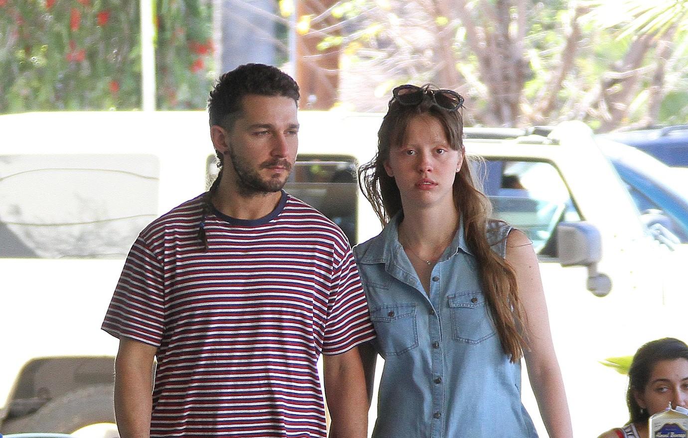 shia labeouf carries baby disneyland mia goth