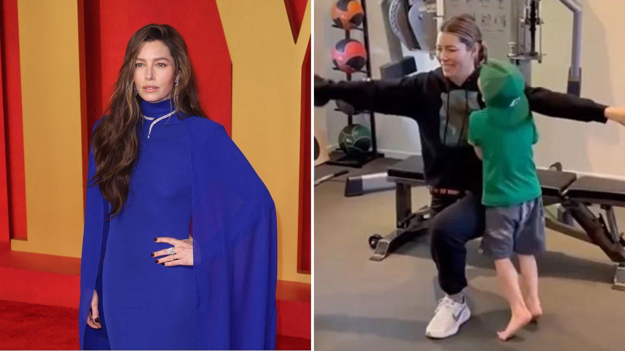 Image of Jessica Biel and her son