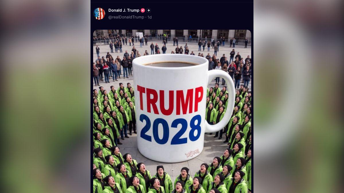 Image of The president’s AI-generated posts promoted ‘Trump 2028’ online.