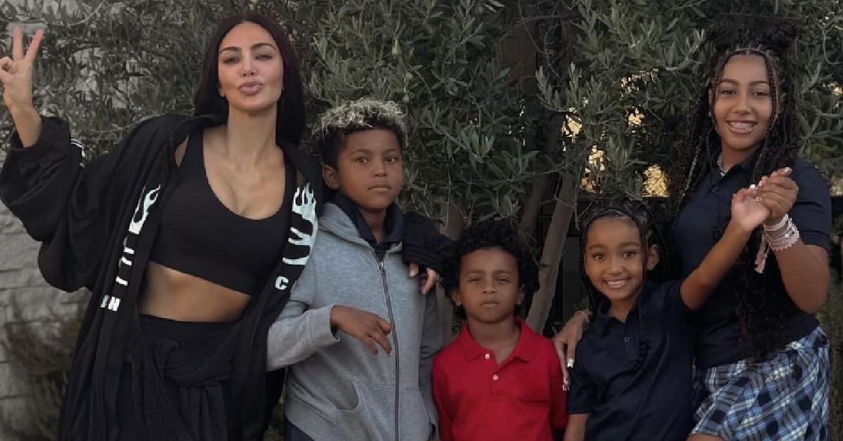 Photo of Kim Kardashian and her four kids.