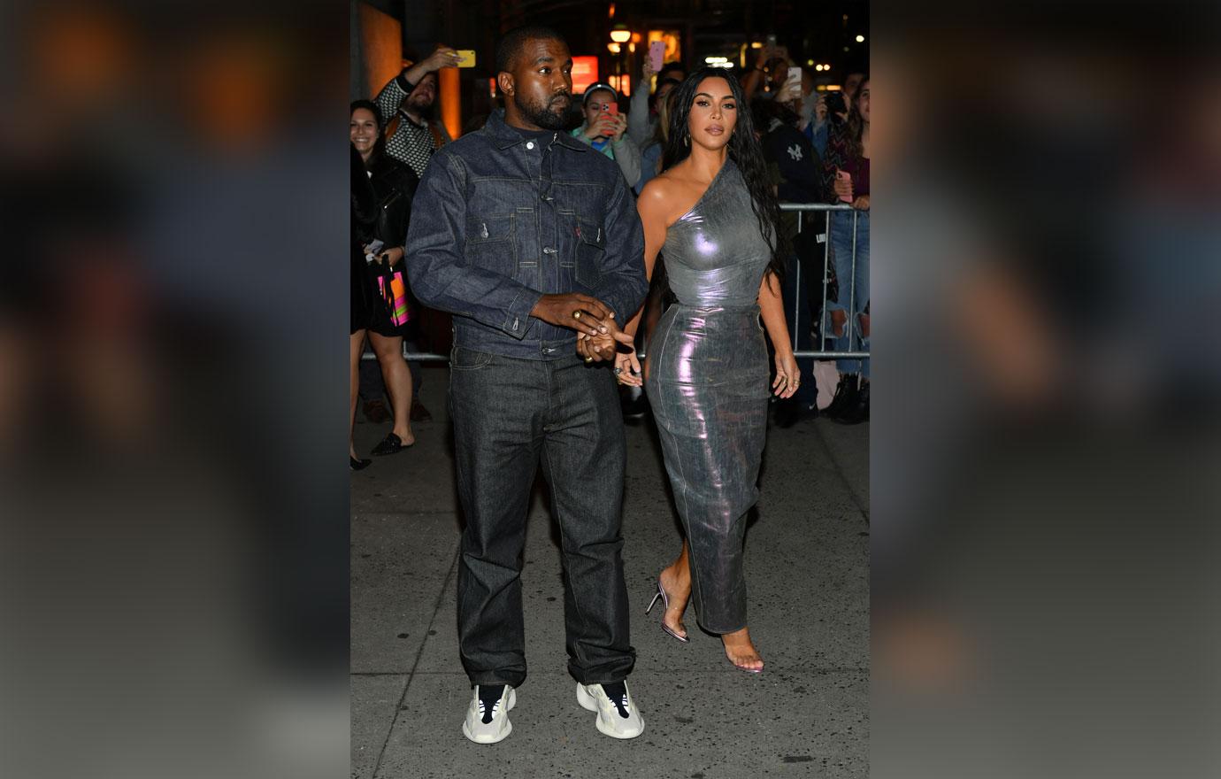 Kim Kardashian Silver Skirt Kanye West Jeans Night Of Stars Gala NYC