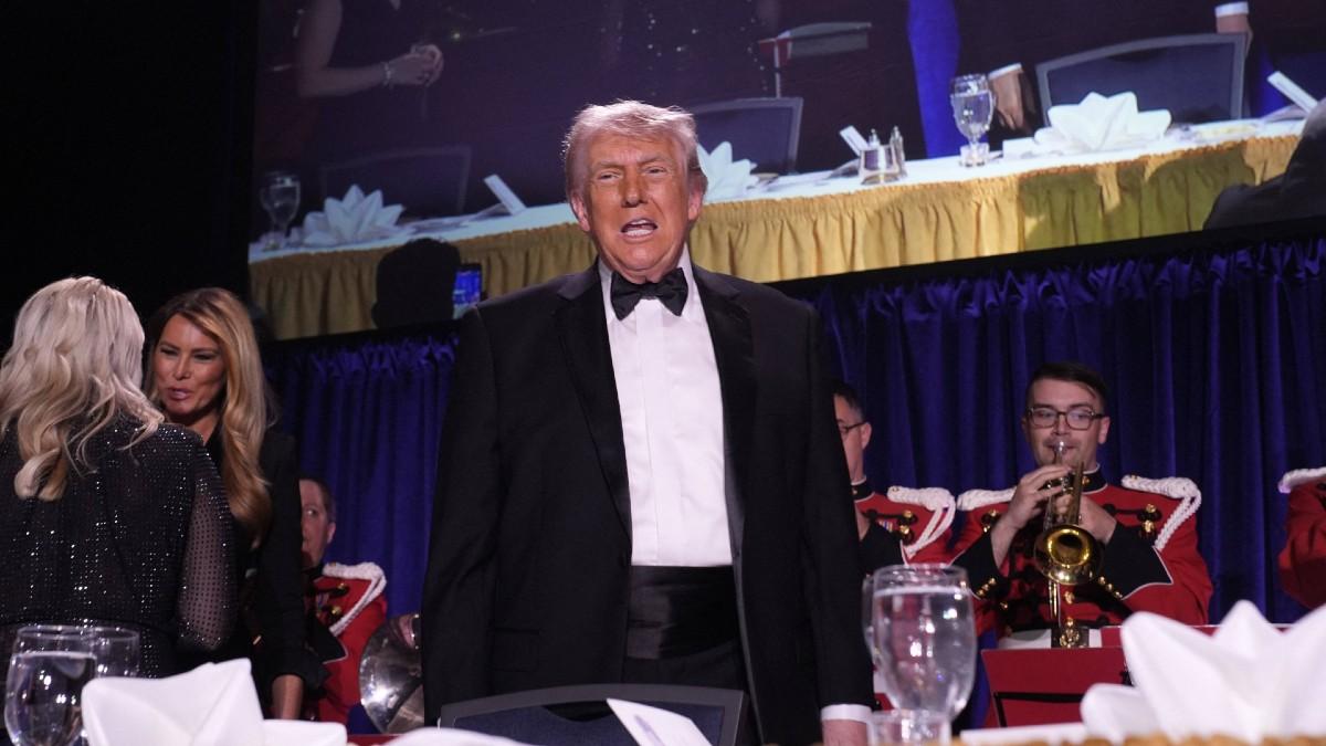 image of Donald Trump was rushed offstage at the dinner. 