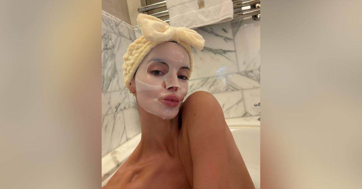 image of Maura Higgins shared a candid Instagram photo dump that included a tasteful bathtub selfie from her self-care routine.