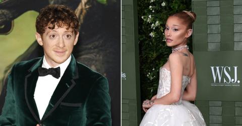 Photo of Ethan Slater; picture of Ariana Grande.