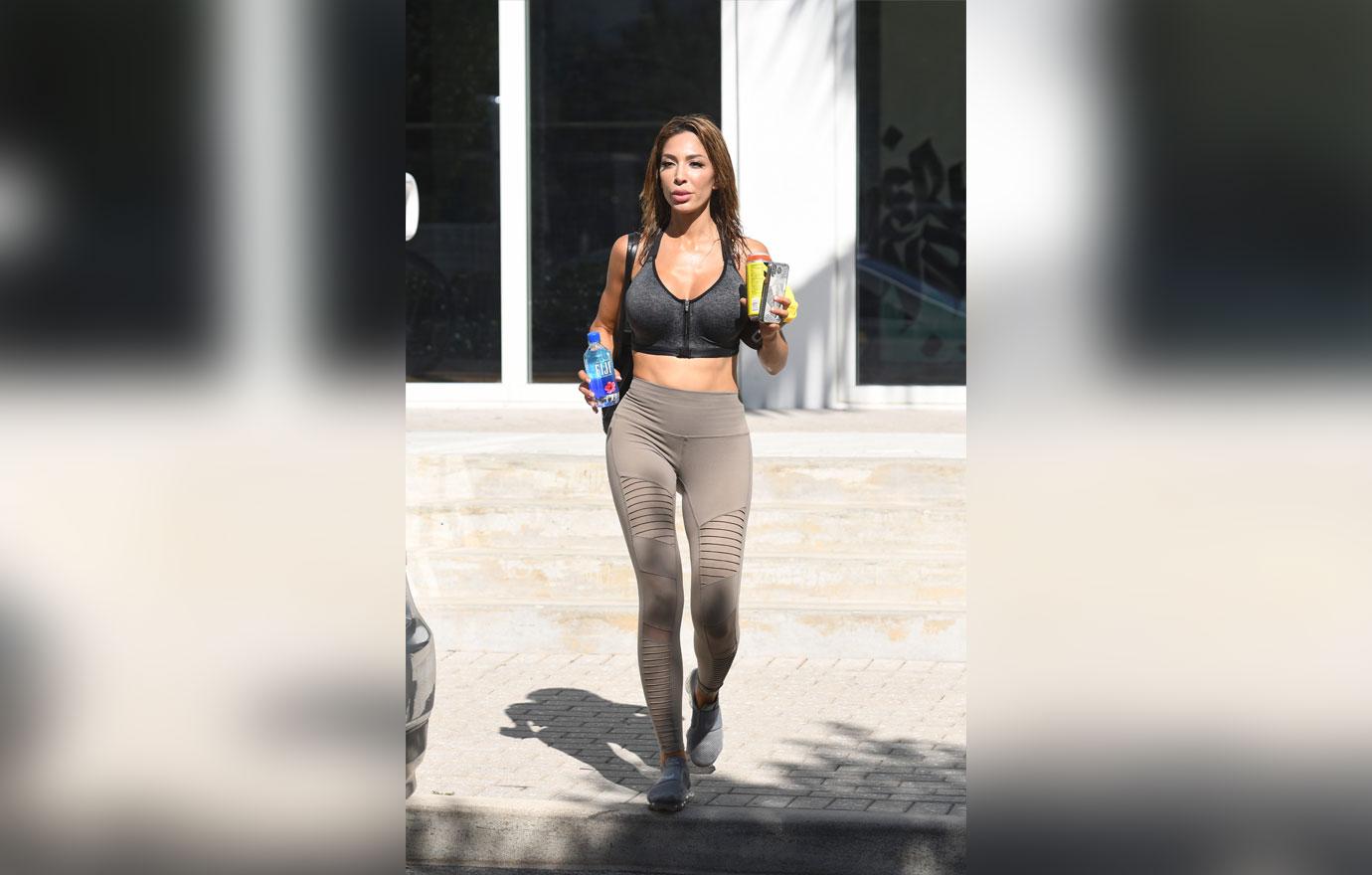 Teen Mom Farrah Abraham shows off her curves in yoga workout gear in Miami Beach