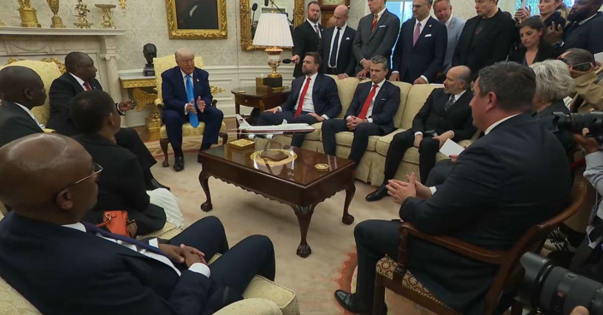 donald trump forced to calm down south african president video white genocide