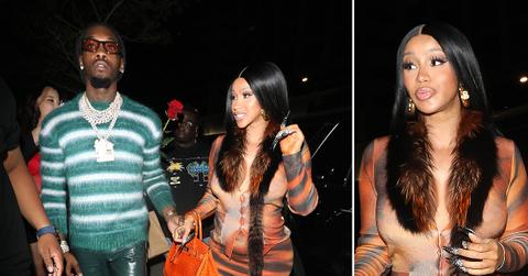 cardi b wears a leopard print dress as she and offset head to boa steakhouse in west hollywood