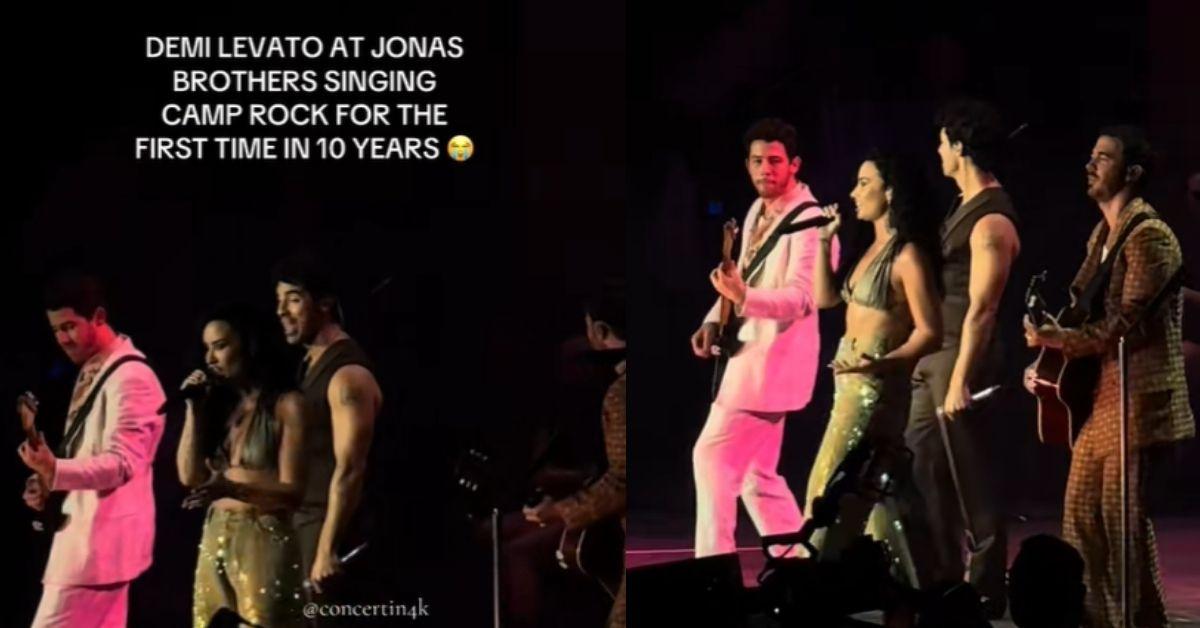 Composite Photos of The Jonas Brothers and Demi Lovato