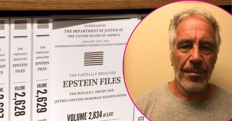 Composite photo of Jeffrey Epstein and redacted Epstein files.