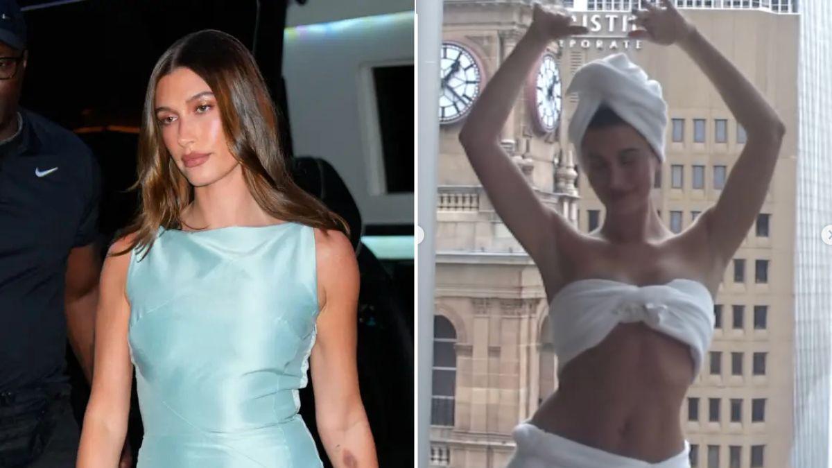 image split of Hailey bieber