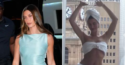 image split of Hailey bieber