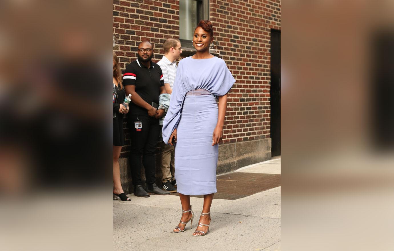 Issa Rae seen arriving at the Stephen Colbert Show in NYC