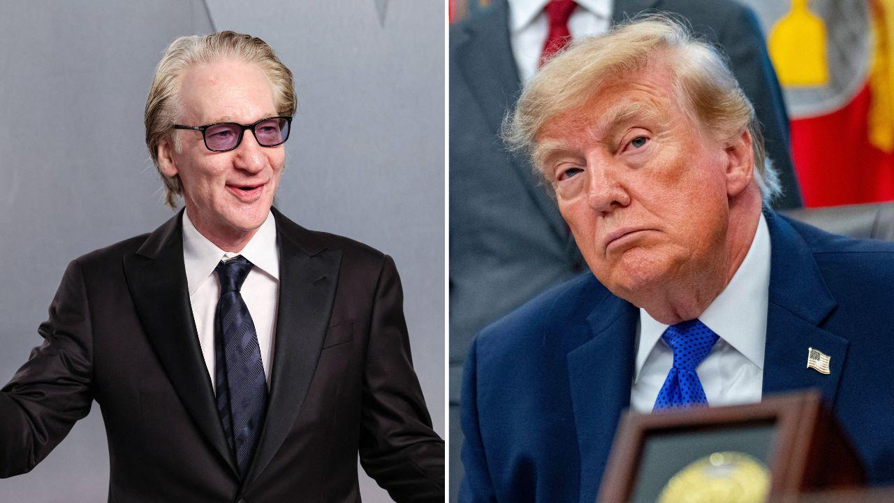 Split image of Bill Maher and Donald Trump
