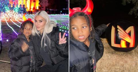 kim kardashian spends time with kids halloween pp
