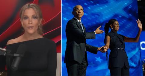 Photo of Megyn Kelly and a picture of Barack with Michelle Obama