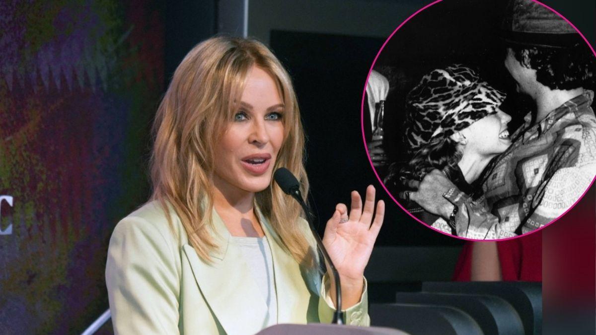 Photo of Kylie Minogue; photo of Michael Hutchence of INXS