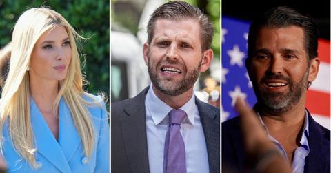 Split image of Ivanka Trump, Eric Trump, and Donald Trump Jr.