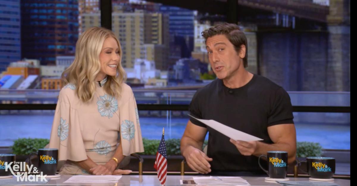Photo of Kelly Ripa was joined by guest co-host David Muir for the Wednesday, July 30, episode of 'Live.'