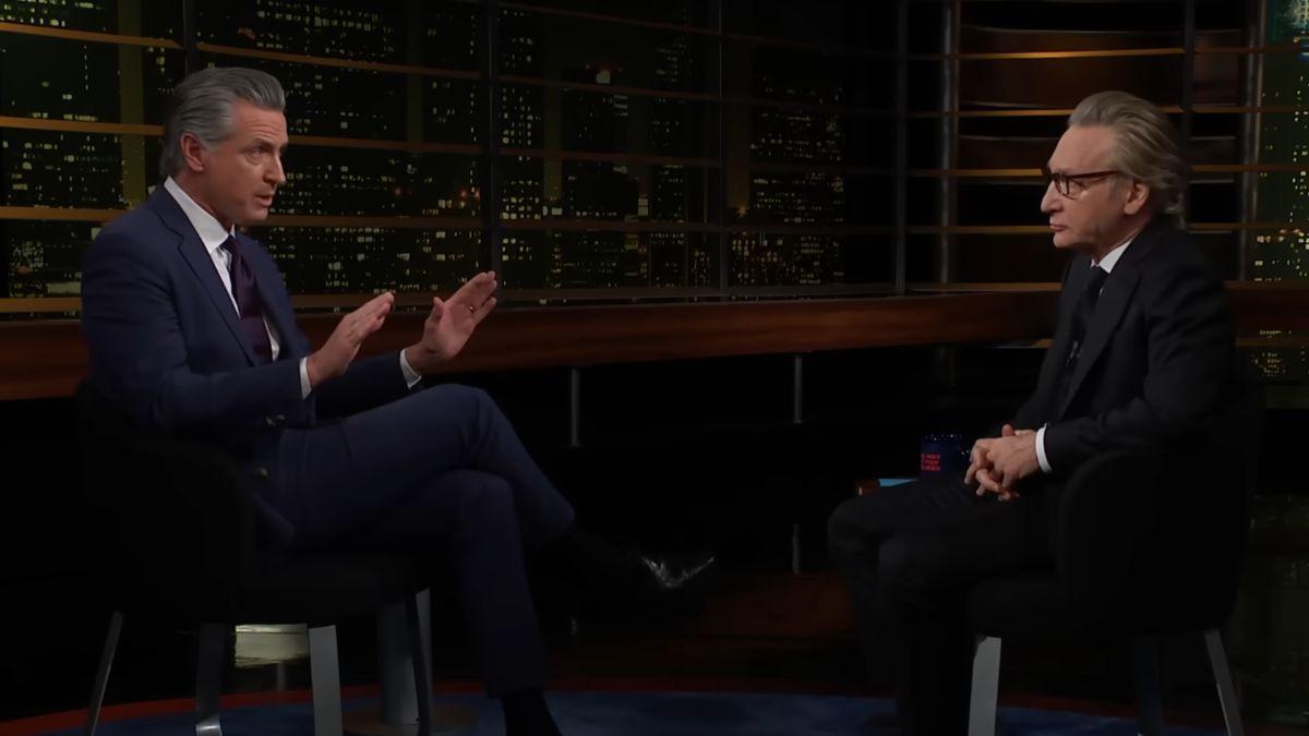 Image of Bill Maher challenged Gavin Newsom during the exchange.