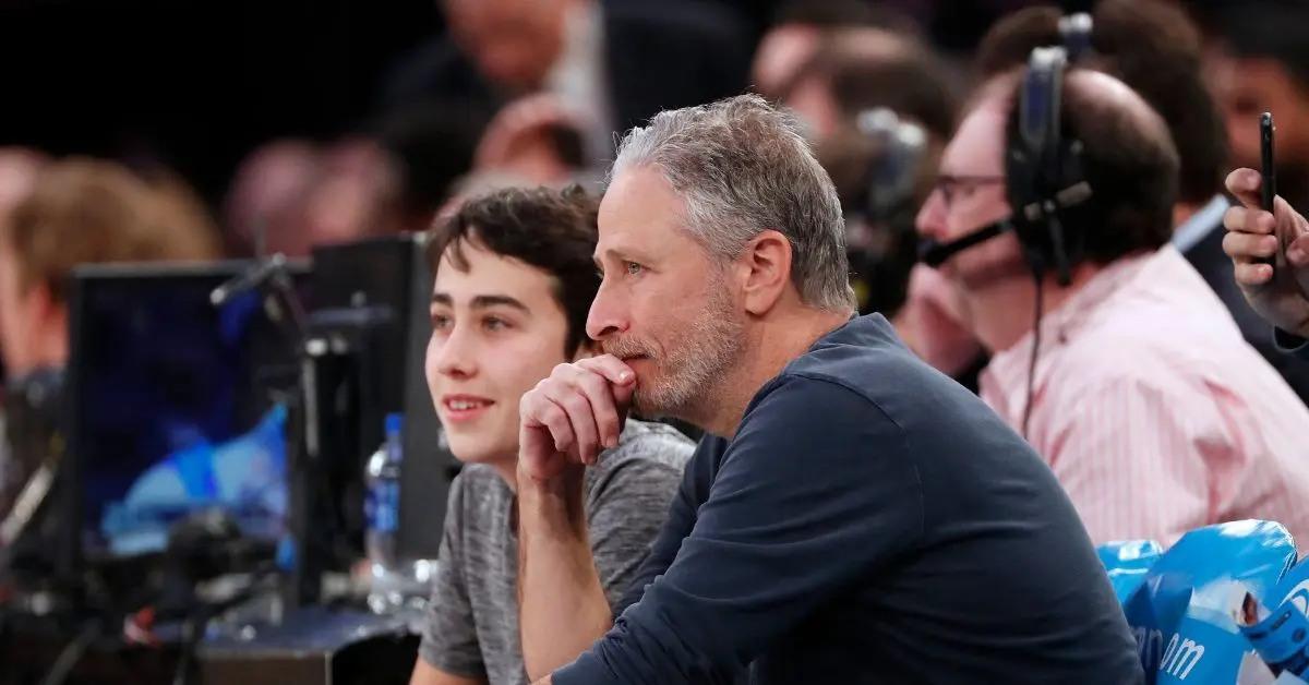 jon stewart threw up reading donald trump birthday card jeffrey epstein