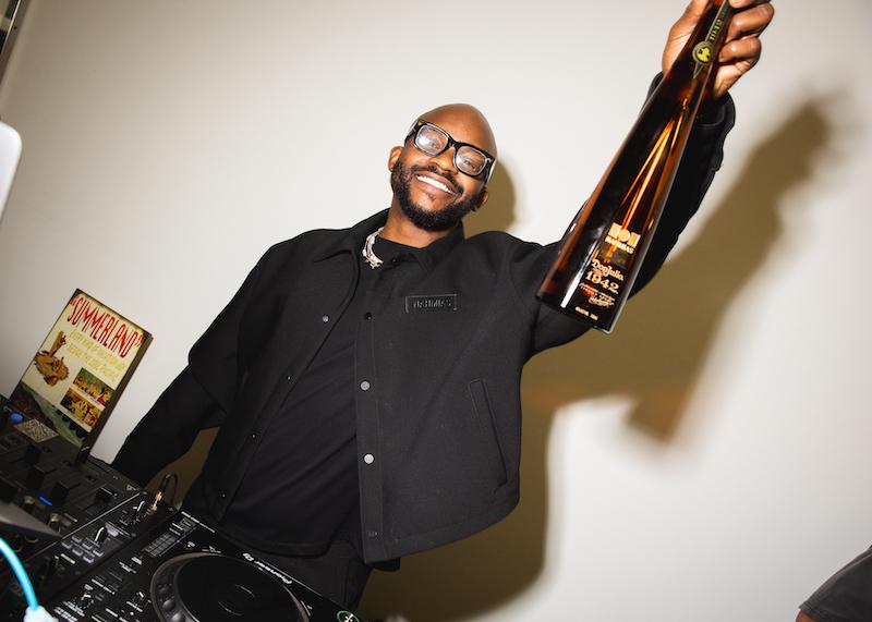 dj tay james celebrates with tequila don julio  at the nahmias x maxfield gallery launch in los angeles on february