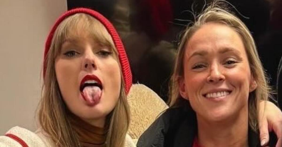 Photo of Taylor Swift and Kylie Kelce.