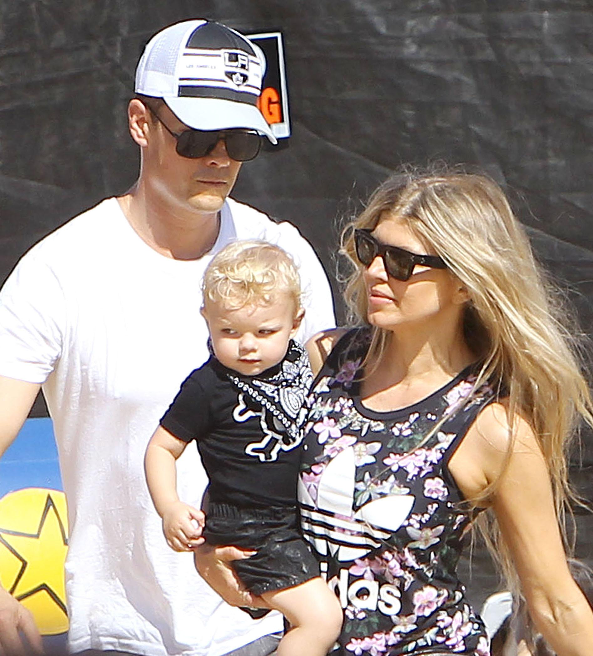 Josh Duhamel meets up with wife Fergie for a family trip to Mr. Bones Pumpkin Patch in Beverly Hills **NO DAILY MAIL SALES**