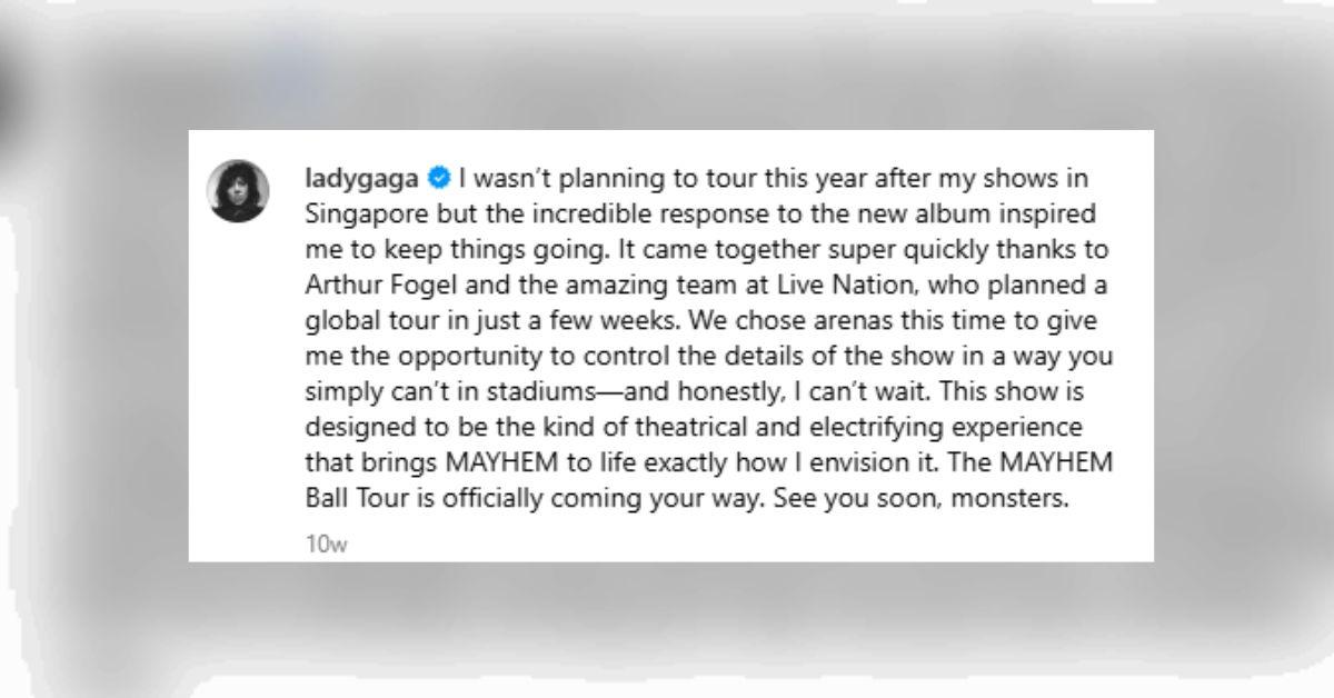 Photo of Lady Gaga's Instagram post.