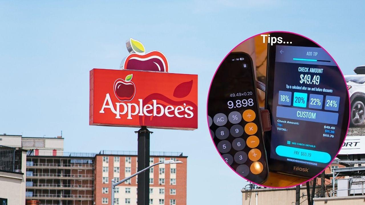 Split photo of Applebee’s restaurant and Georgia man's tipping