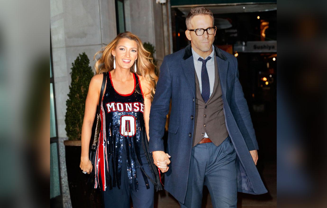 Blake Lively and Ryan Reynolds hold hands when exiting a special screening of her new movie in New York