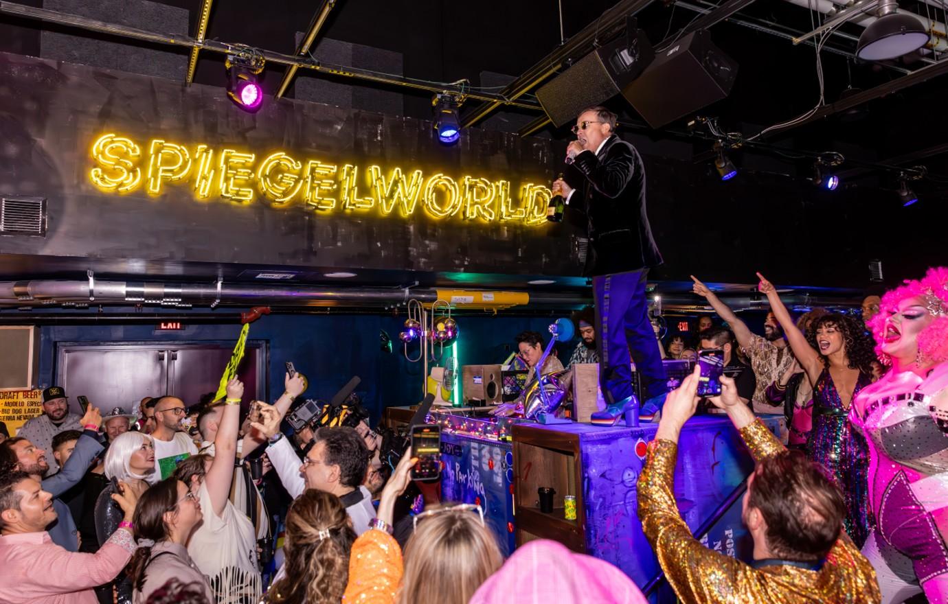 spiegelworlds impresario extraordinaire ross mollison gives a toast during the discoshow world premiere sept   a gaby duong spiegelworld