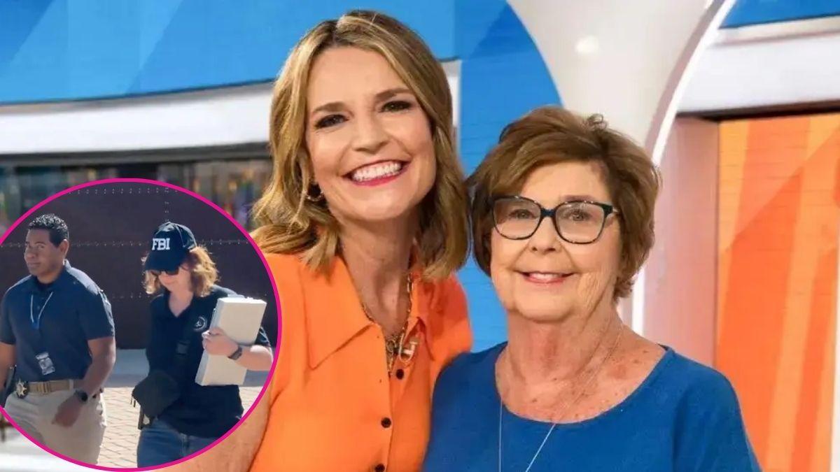 composite photo of savannah guthrie with mom nancy guthrie and fbi agents