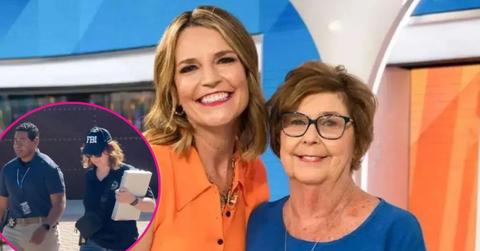 composite photo of savannah guthrie with mom nancy guthrie and fbi agents