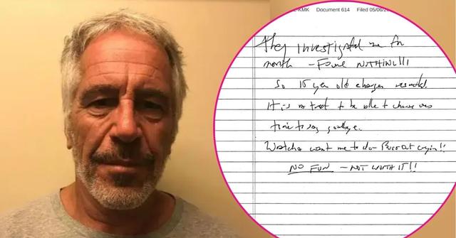 Composite photo of Jeffrey Epstein and his alleged suicide note.