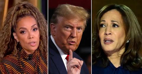 Photo of Sunny Hostin; picture of Donald Trump; image of Kamala Harris.