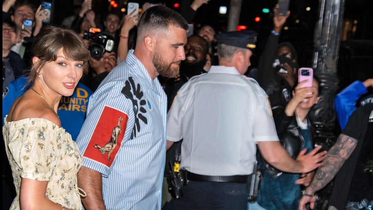 Photo of Taylor Swift and Travis Kelce.