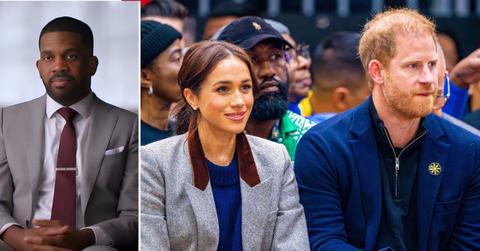 Composite photo of Christopher Bouzy, Meghan Markle and Prince Harry